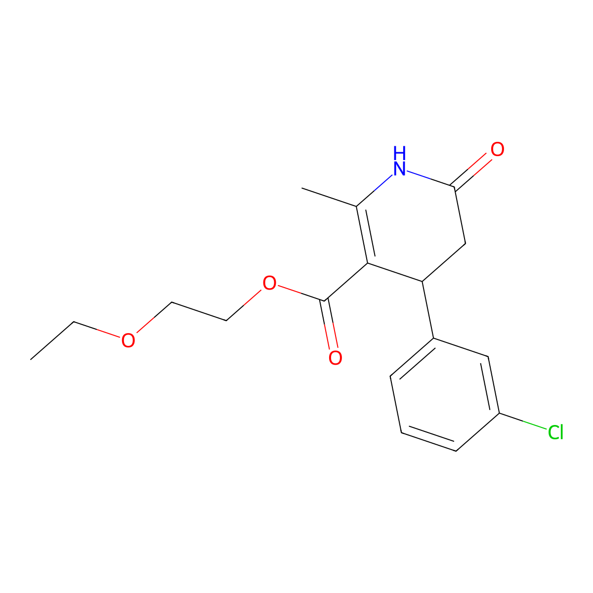 2-Ethoxyethyl 4-(3-chlorophenyl)-2-methyl-6-oxo-1,4,5,6-tetrahydropyridine-3-carboxylate molecular structure, CAS 433239-61-3