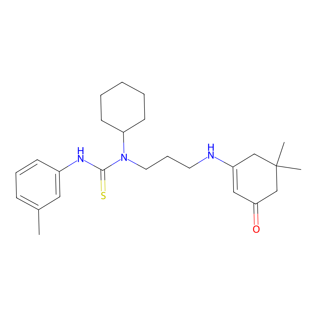 1-Cyclohexyl-1-[3-[(5,5-dimethyl-3-oxocyclohexen-1-yl)amino]propyl]-3-(3-methylphenyl)thiourea molecular structure, CAS 433239-82-8