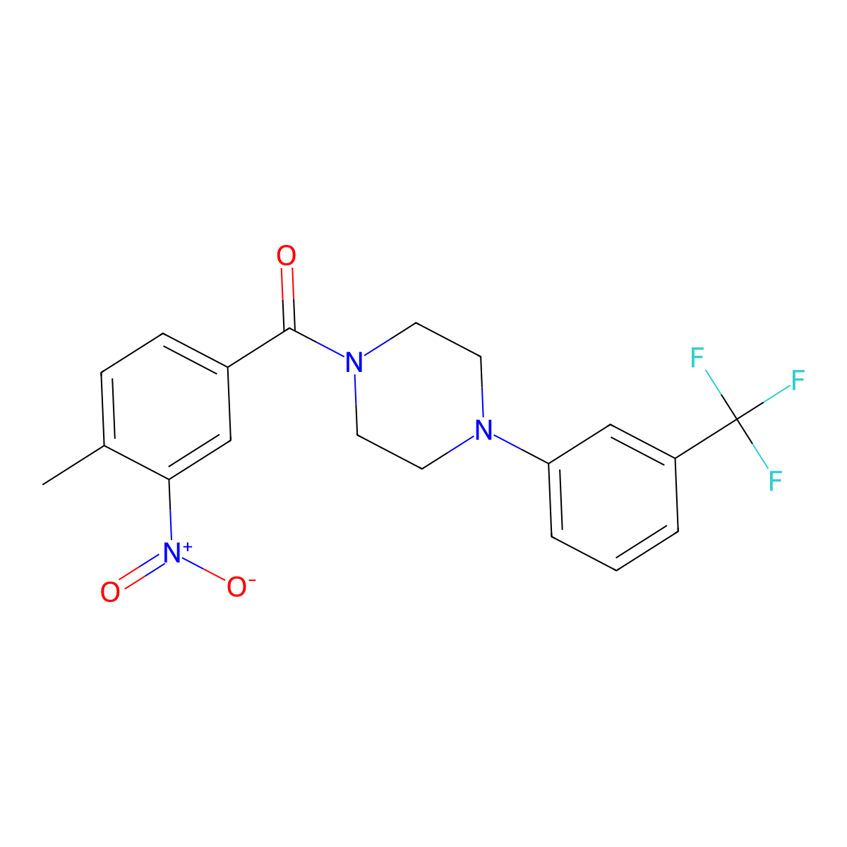 (4-Methyl-3-nitrophenyl)-[4-[3-(trifluoromethyl)phenyl]piperazin-1-yl]methanone molecular structure, CAS 433239-93-1