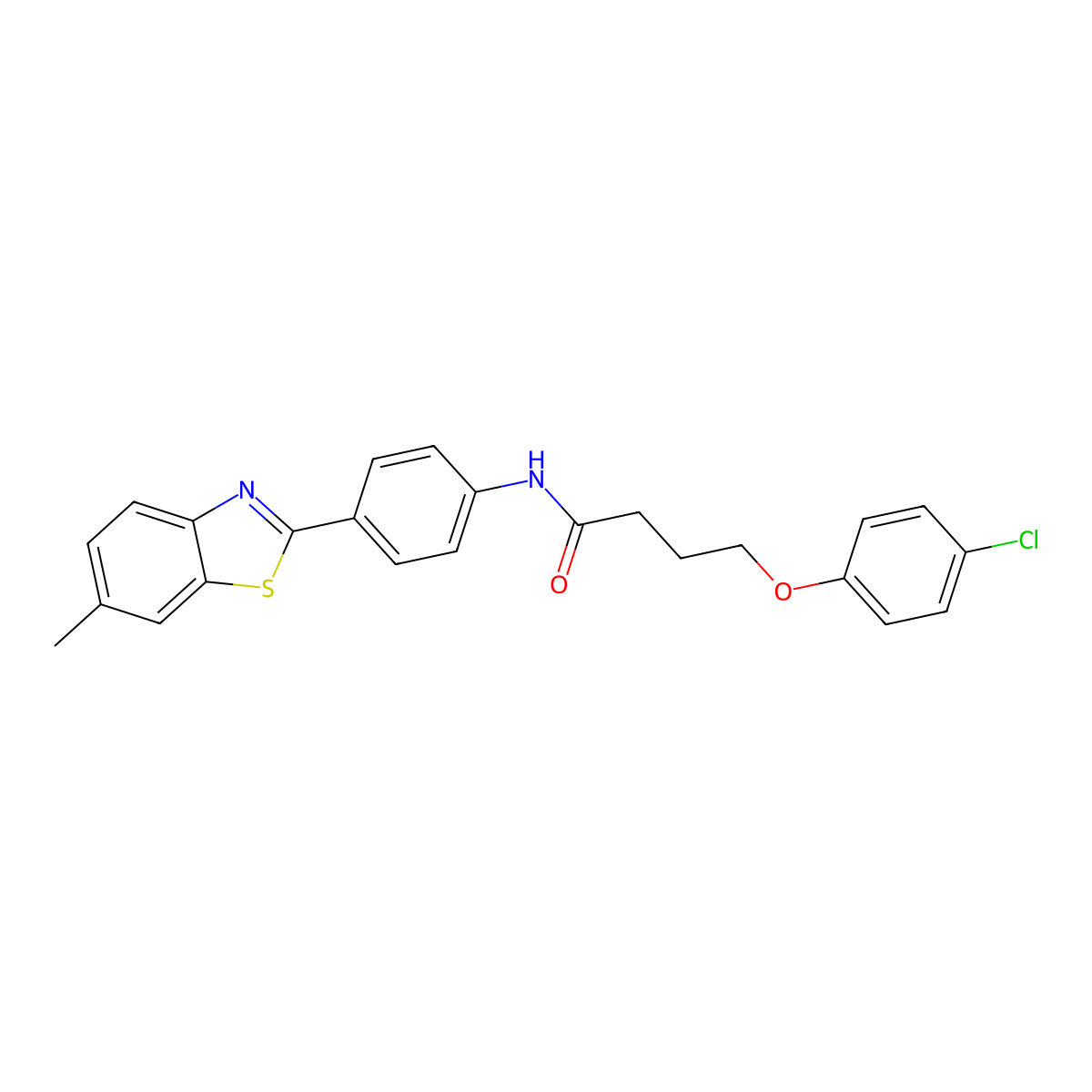4-(4-chlorophenoxy)-N-[4-(6-methyl-1,3-benzothiazol-2-yl)phenyl]butanamide molecular structure, CAS 433239-95-3
