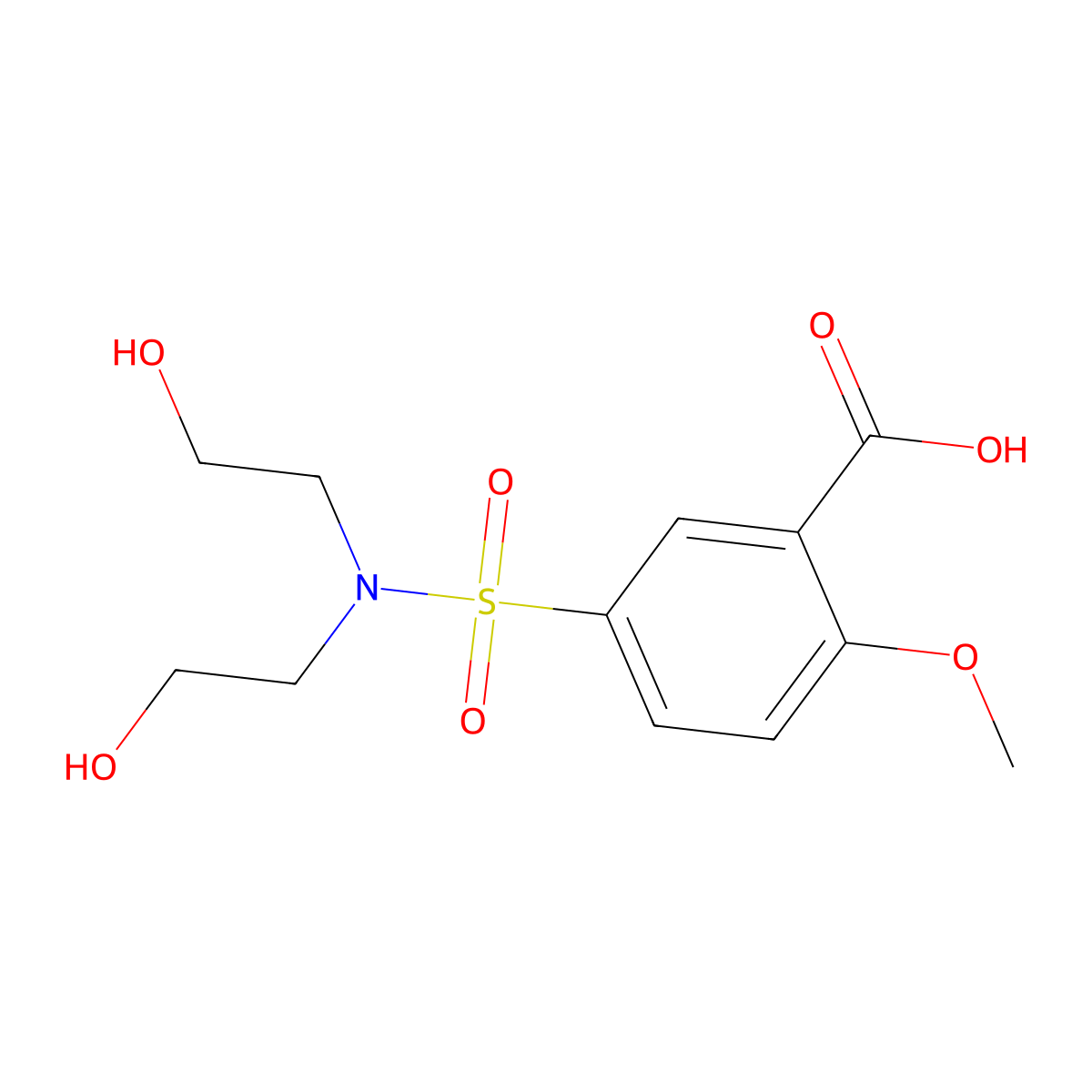 5-[Bis(2-hydroxyethyl)sulfamoyl]-2-methoxybenzoic acid molecular structure, CAS 433240-25-6
