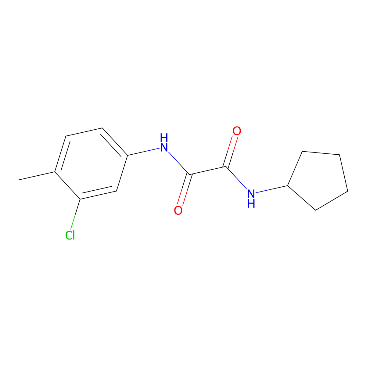 N'-(3-chloro-4-methylphenyl)-N-cyclopentyloxamide molecular structure, CAS 433240-29-0