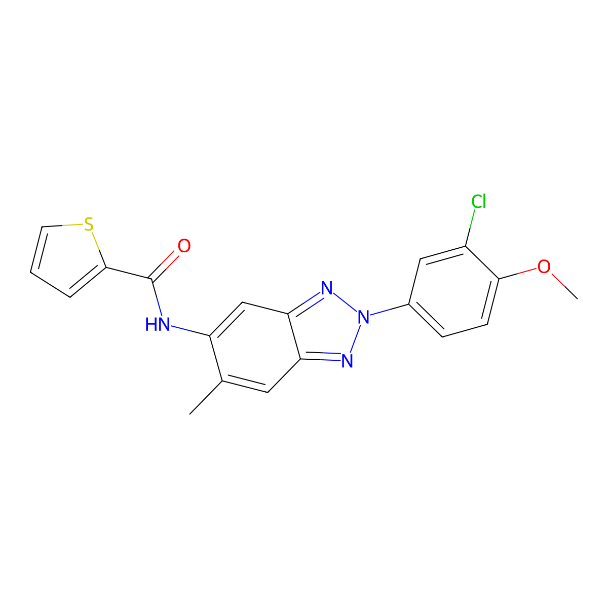 N-[2-(3-chloro-4-methoxyphenyl)-6-methylbenzotriazol-5-yl]thiophene-2-carboxamide molecular structure, CAS 433240-47-2