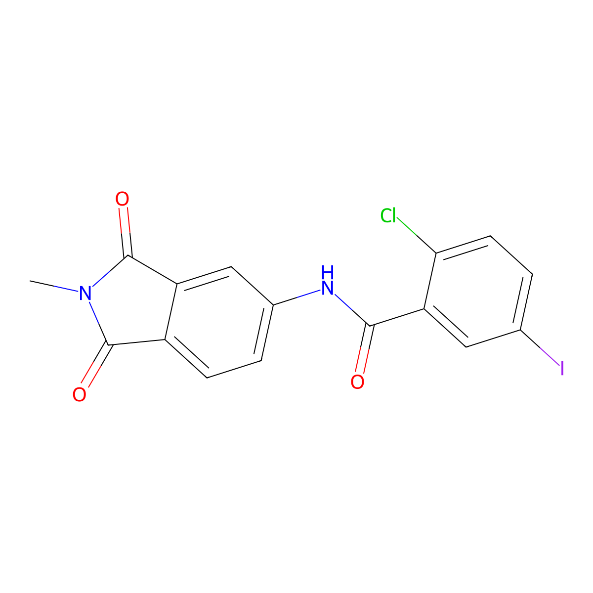 2-chloro-5-iodo-N-(2-methyl-1,3-dioxoisoindol-5-yl)benzamide molecular structure, CAS 433240-79-0