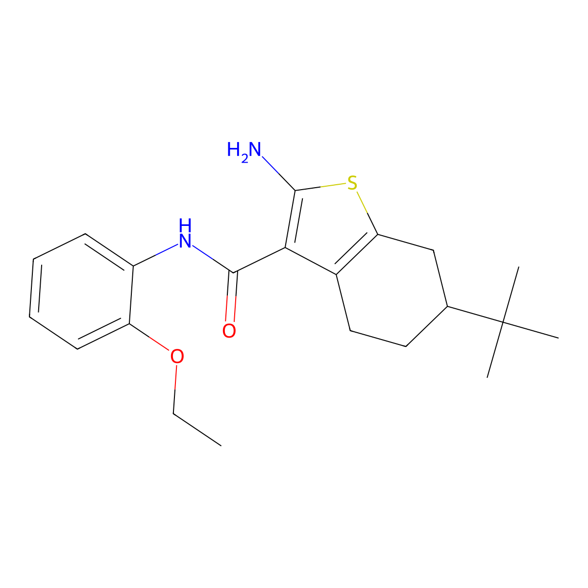 2-amino-6-tert-butyl-N-(2-ethoxyphenyl)-4,5,6,7-tetrahydro-1-benzothiophene-3-carboxamide molecular structure, CAS 433240-80-3