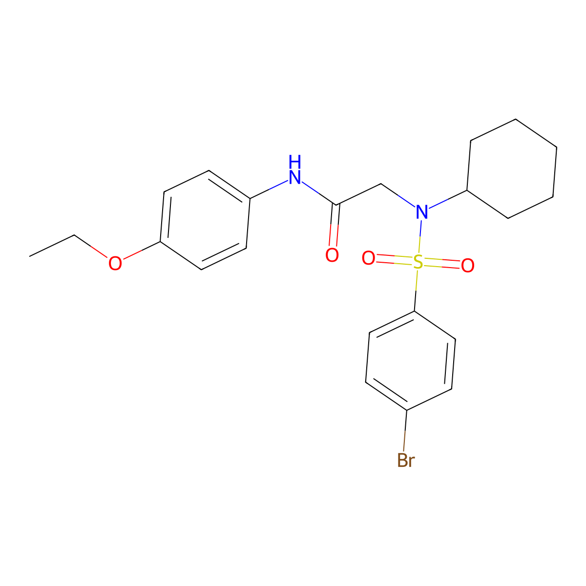 2-[(4-bromophenyl)sulfonyl-cyclohexylamino]-N-(4-ethoxyphenyl)acetamide molecular structure, CAS 433240-92-7