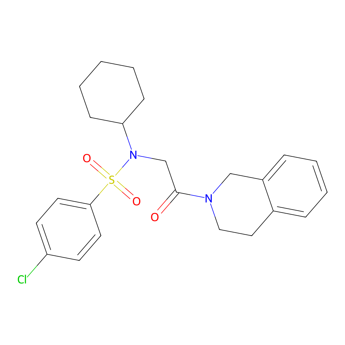 4-chloro-N-cyclohexyl-N-[2-(3,4-dihydro-1H-isoquinolin-2-yl)-2-oxoethyl]benzenesulfonamide molecular structure, CAS 433240-96-1