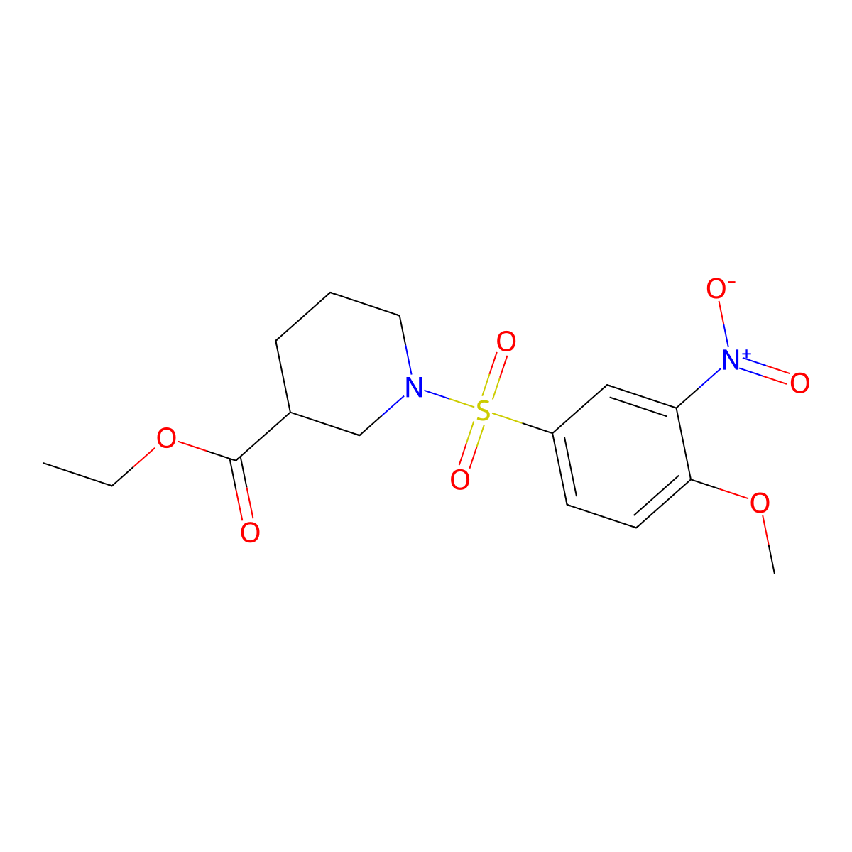 Ethyl 1-(4-methoxy-3-nitrophenyl)sulfonylpiperidine-3-carboxylate molecular structure, CAS 433241-01-1