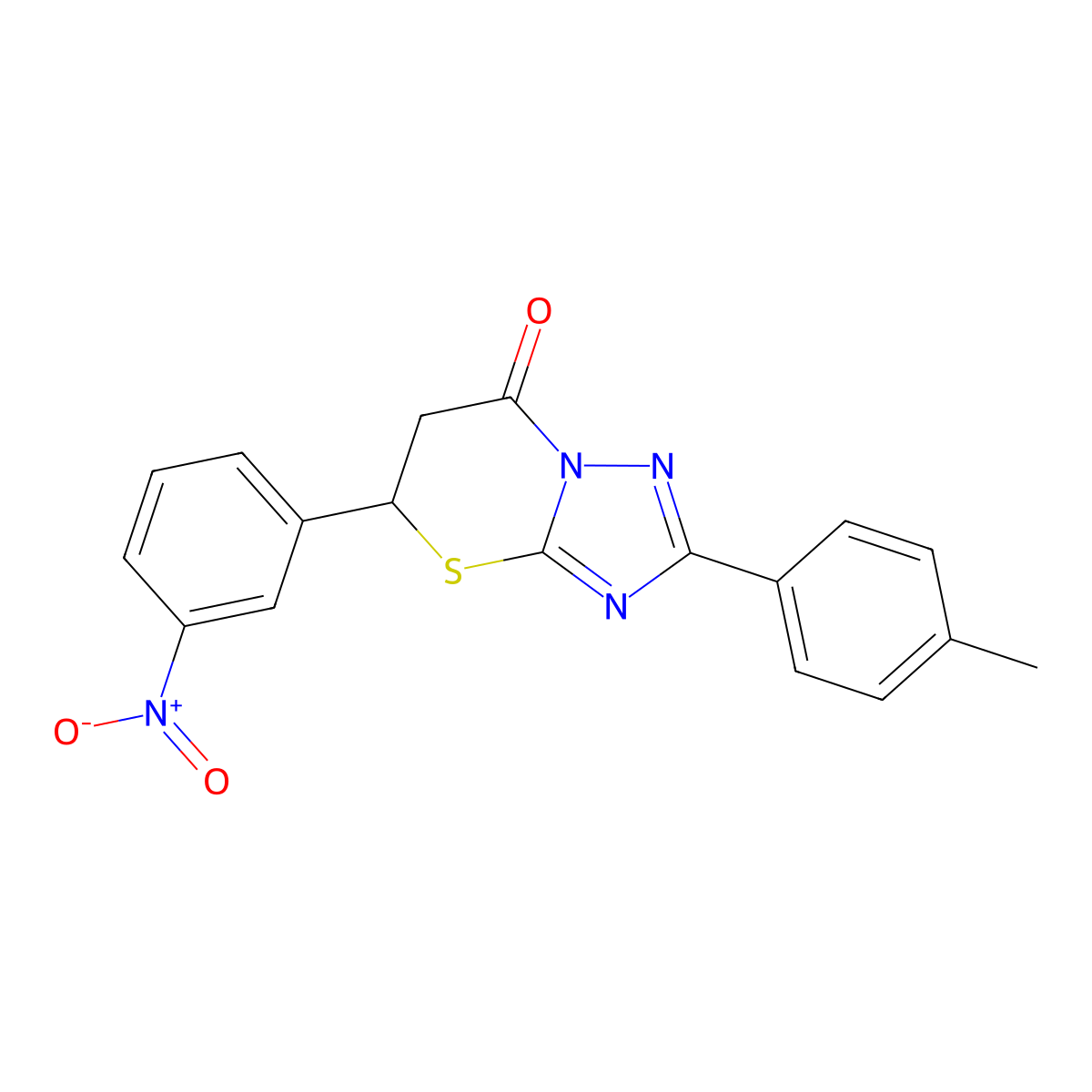 2-(4-Methylphenyl)-5-(3-nitrophenyl)-5,6-dihydro-[1,2,4]triazolo[5,1-b][1,3]thiazin-7-one molecular structure, CAS 433241-02-2