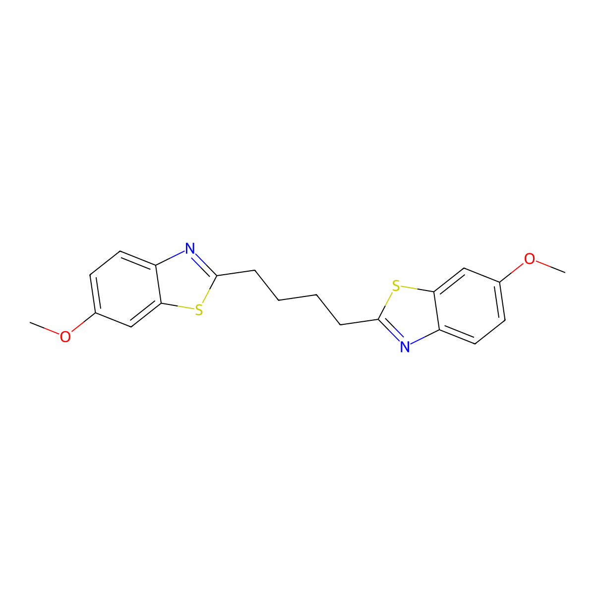 6-Methoxy-2-[4-(6-methoxybenzothiazol-2-yl)butyl]benzothiazole molecular structure, CAS 433241-07-7