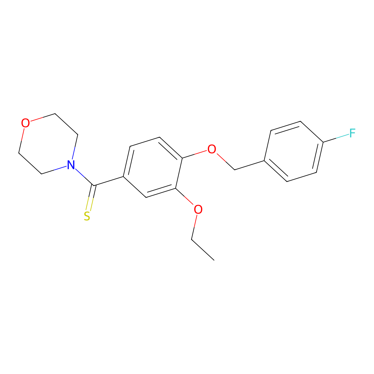 [3-Ethoxy-4-[(4-fluorophenyl)methoxy]phenyl]-morpholin-4-ylmethanethione molecular structure, CAS 433241-11-3