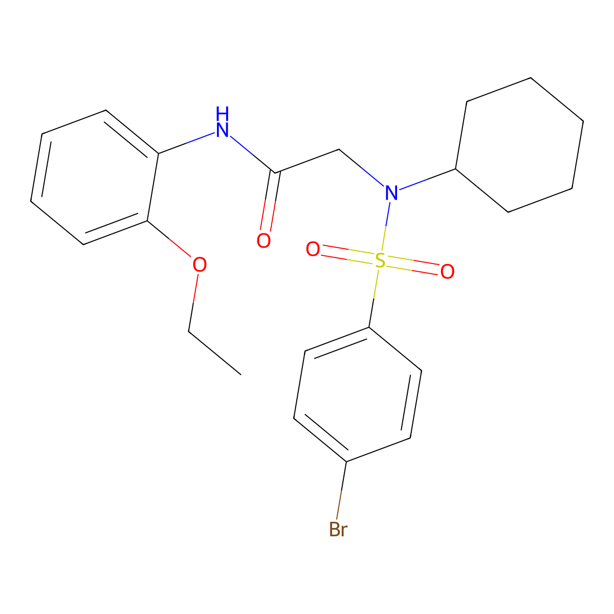 2-[(4-bromophenyl)sulfonyl-cyclohexylamino]-N-(2-ethoxyphenyl)acetamide molecular structure, CAS 433241-18-0