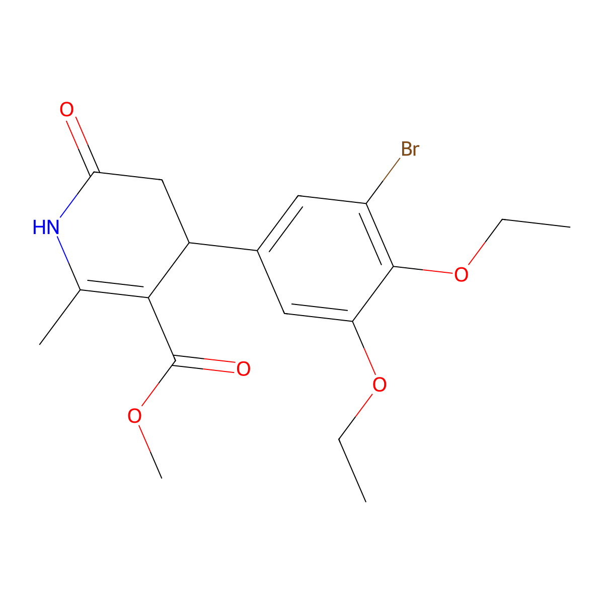 Methyl 4-(3-bromo-4,5-diethoxyphenyl)-2-methyl-6-oxo-1,4,5,6-tetrahydropyridine-3-carboxylate molecular structure, CAS 433241-23-7