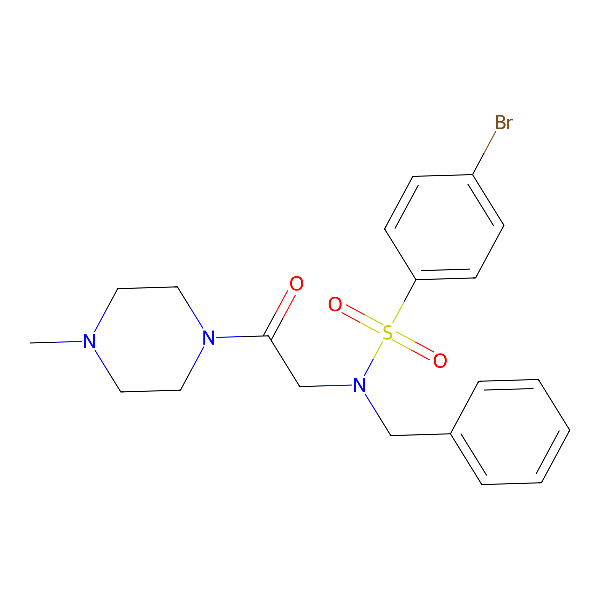 N-benzyl-4-bromo-N-[2-(4-methylpiperazin-1-yl)-2-oxoethyl]benzenesulfonamide molecular structure, CAS 433241-31-7