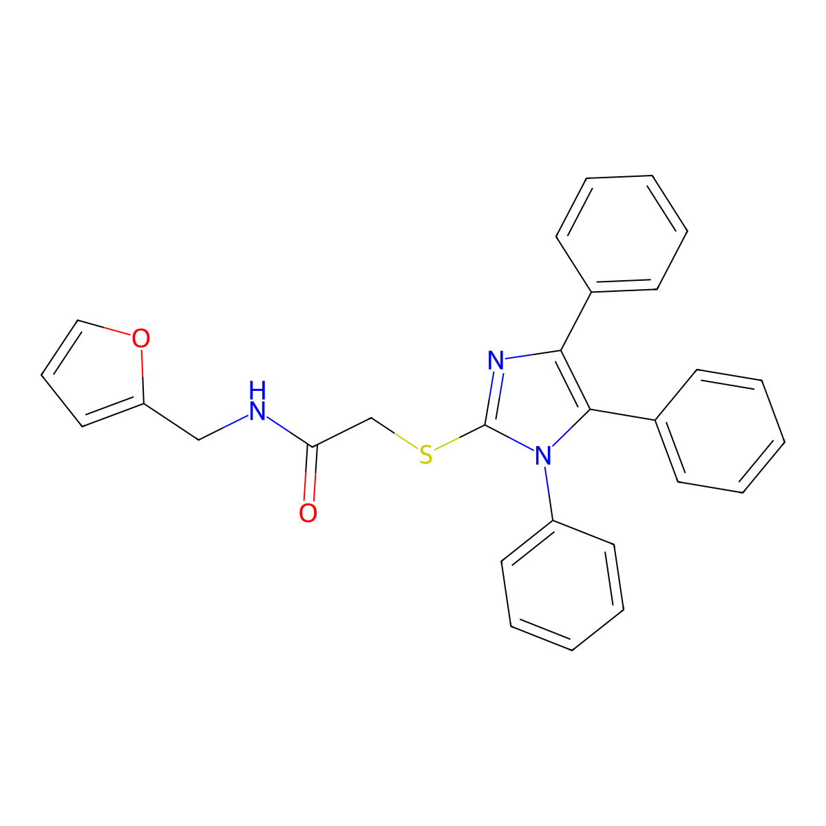 N-(2-furylmethyl)-2-[(1,4,5-triphenyl-1H-imidazol-2-yl)sulfanyl]acetamide molecular structure, CAS 433241-40-8