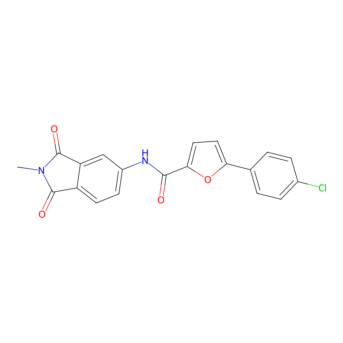 5-(4-chlorophenyl)-N-(2-methyl-1,3-dioxo-2,3-dihydro-1H-isoindol-5-yl)furan-2-carboxamide molecular structure, CAS 433241-67-9