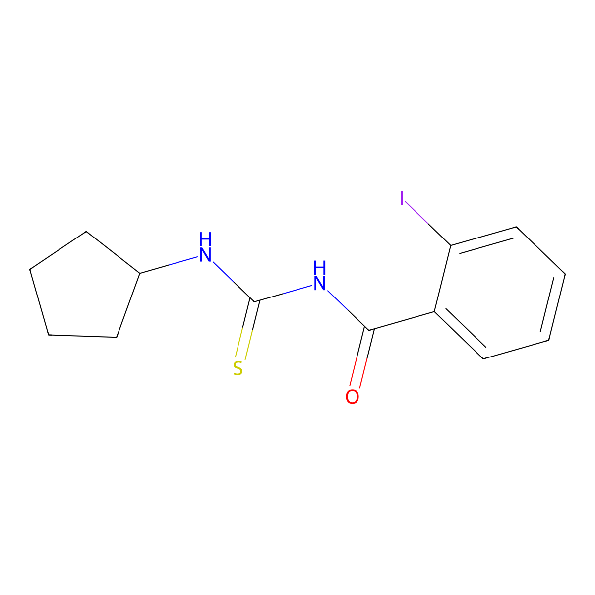 N-(cyclopentylcarbamothioyl)-2-iodobenzamide molecular structure, CAS 433241-74-8