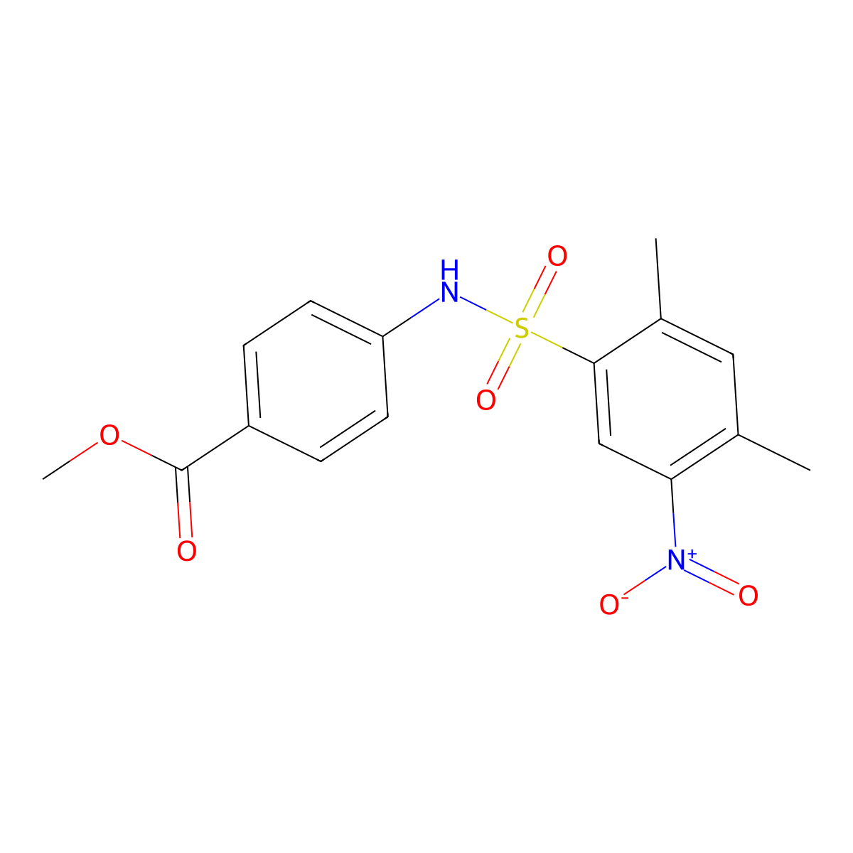 Methyl 4-[(2,4-dimethyl-5-nitrophenyl)sulfonylamino]benzoate molecular structure, CAS 433241-76-0