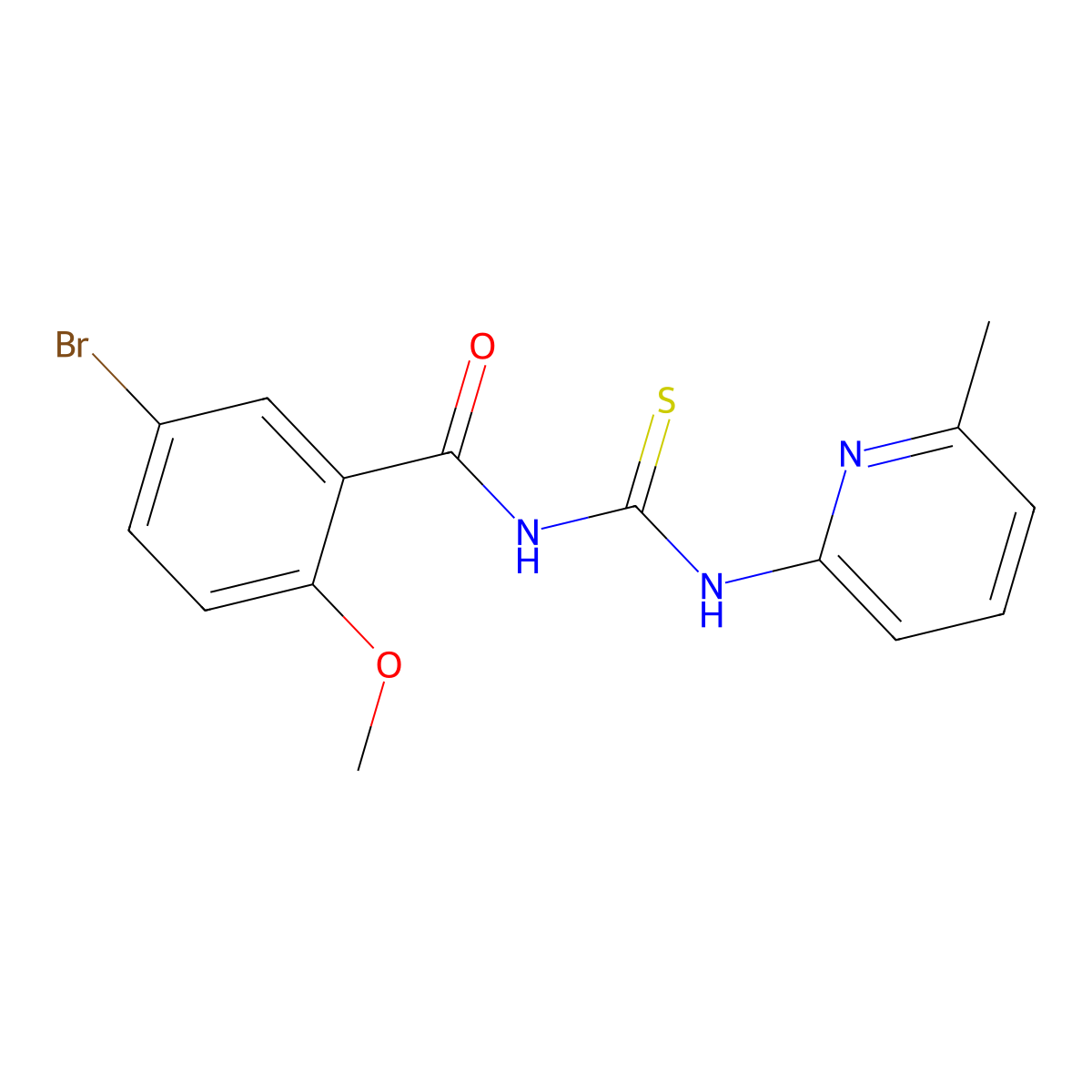 5-bromo-2-methoxy-N-[(6-methylpyridin-2-yl)carbamothioyl]benzamide molecular structure, CAS 433241-83-9