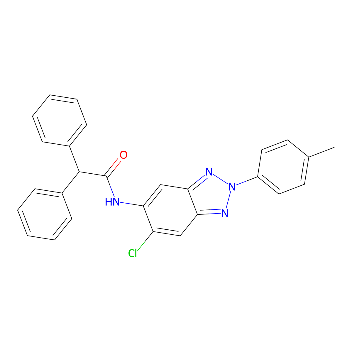 N-[6-chloro-2-(4-methylphenyl)benzotriazol-5-yl]-2,2-diphenylacetamide molecular structure, CAS 433242-01-4