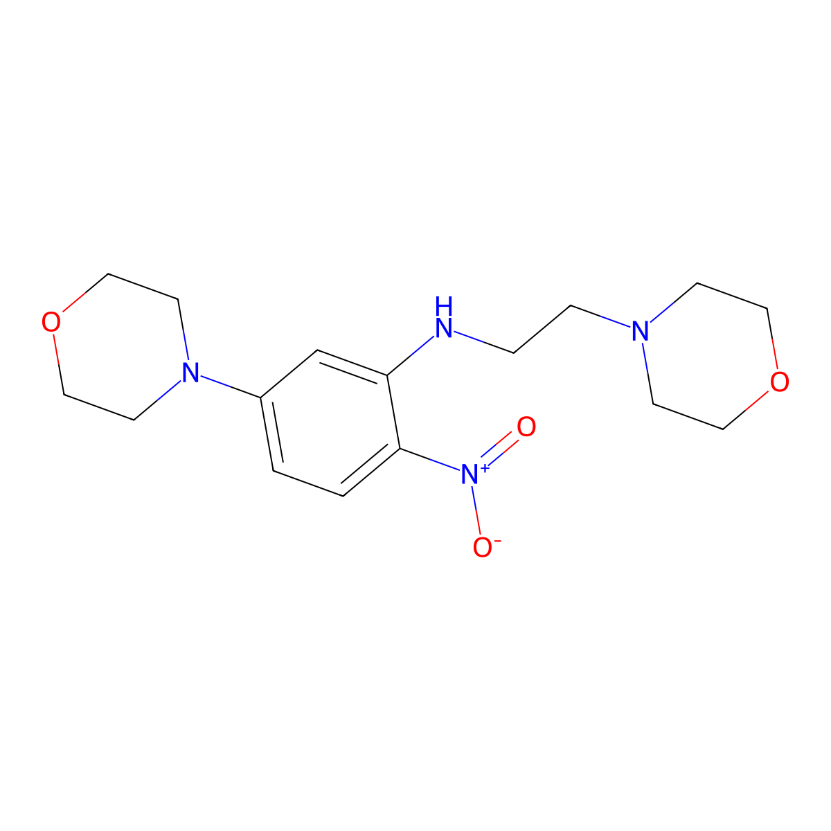 5-(morpholin-4-yl)-N-[2-(morpholin-4-yl)ethyl]-2-nitroaniline molecular structure, CAS 433242-03-6