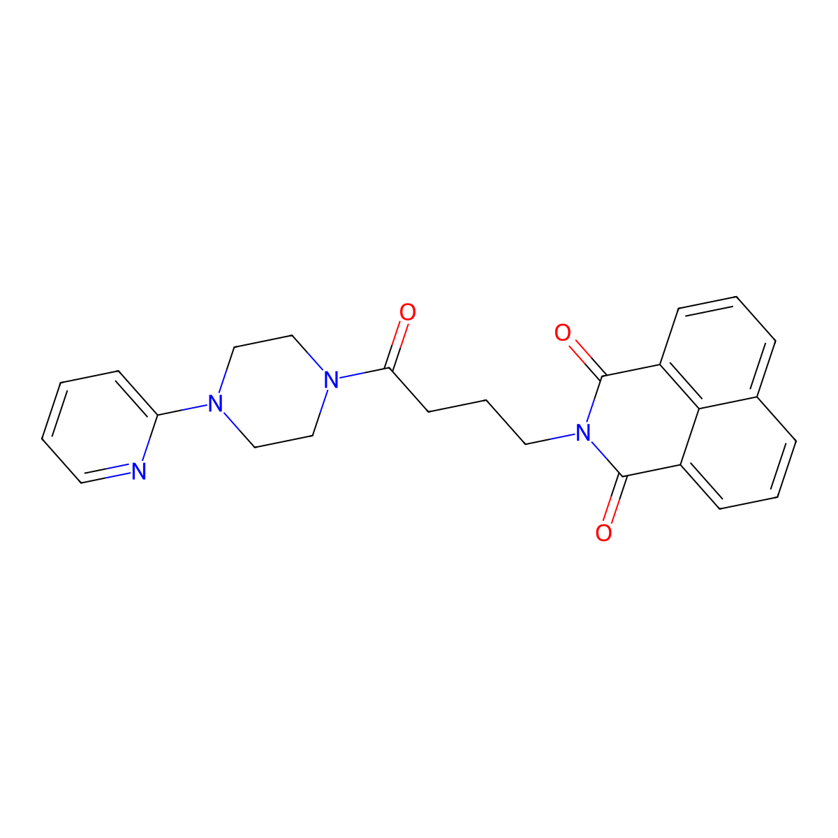 2-(4-oxo-4-(4-(pyridin-2-yl)piperazin-1-yl)butyl)-1H-benzo[de]isoquinoline-1,3(2H)-dione molecular structure, CAS 433242-06-9