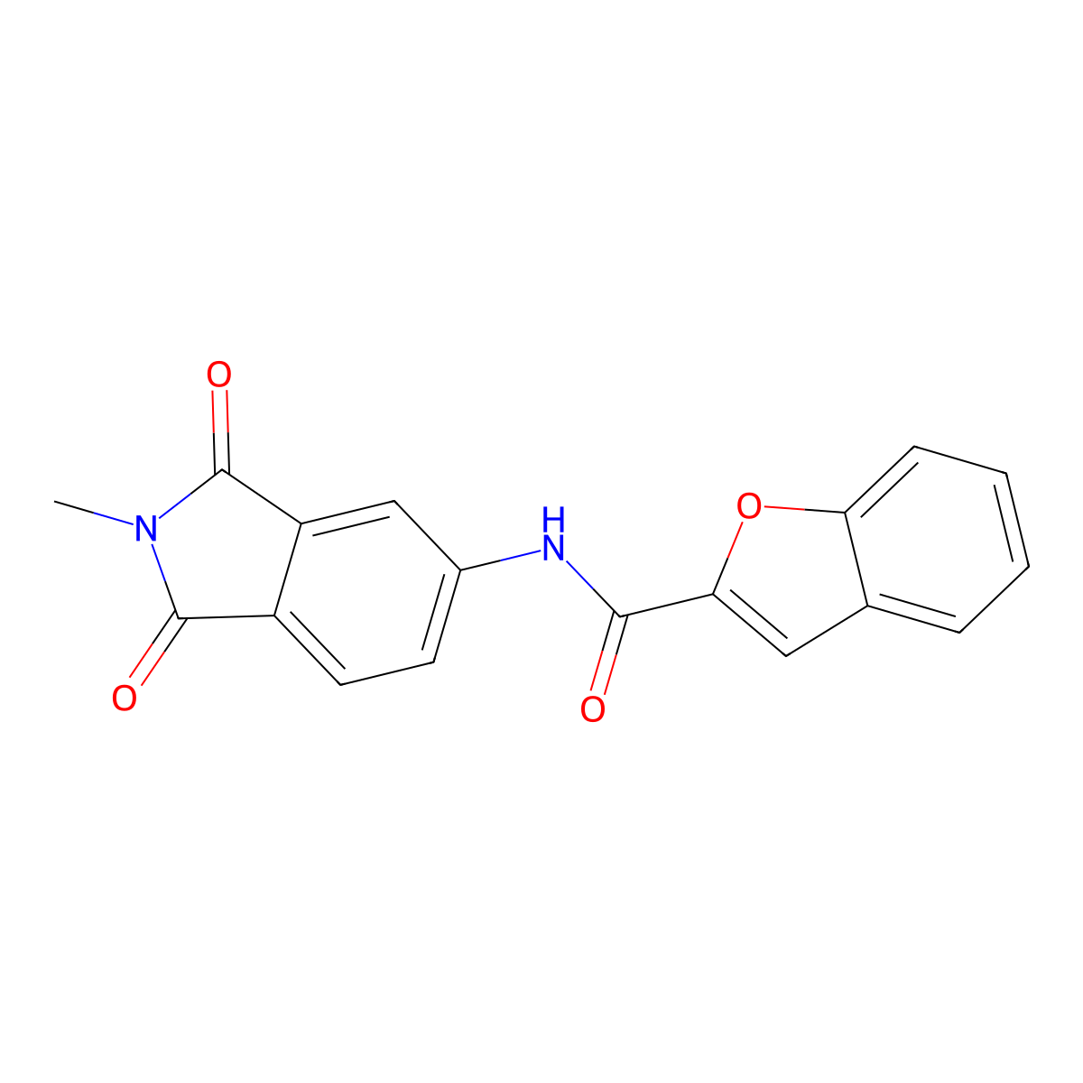 N-(2-methyl-1,3-dioxoisoindol-5-yl)-1-benzofuran-2-carboxamide molecular structure, CAS 433242-33-2