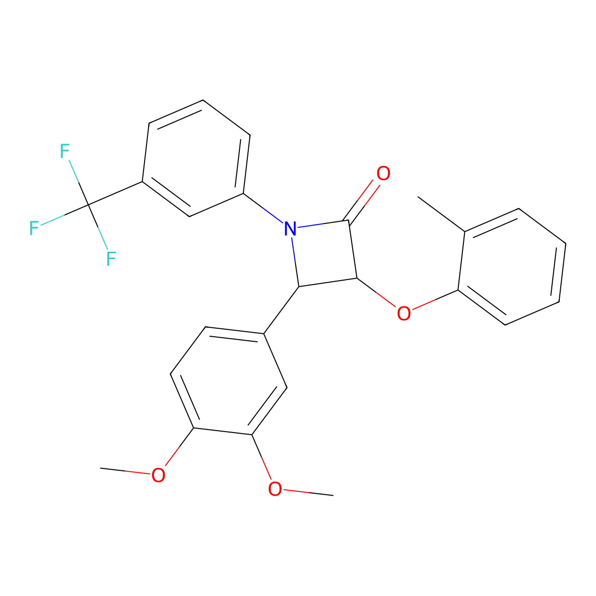 4-(3,4-Dimethoxyphenyl)-3-(2-methylphenoxy)-1-[3-(trifluoromethyl)phenyl]azetidin-2-one molecular structure, CAS 433242-53-6