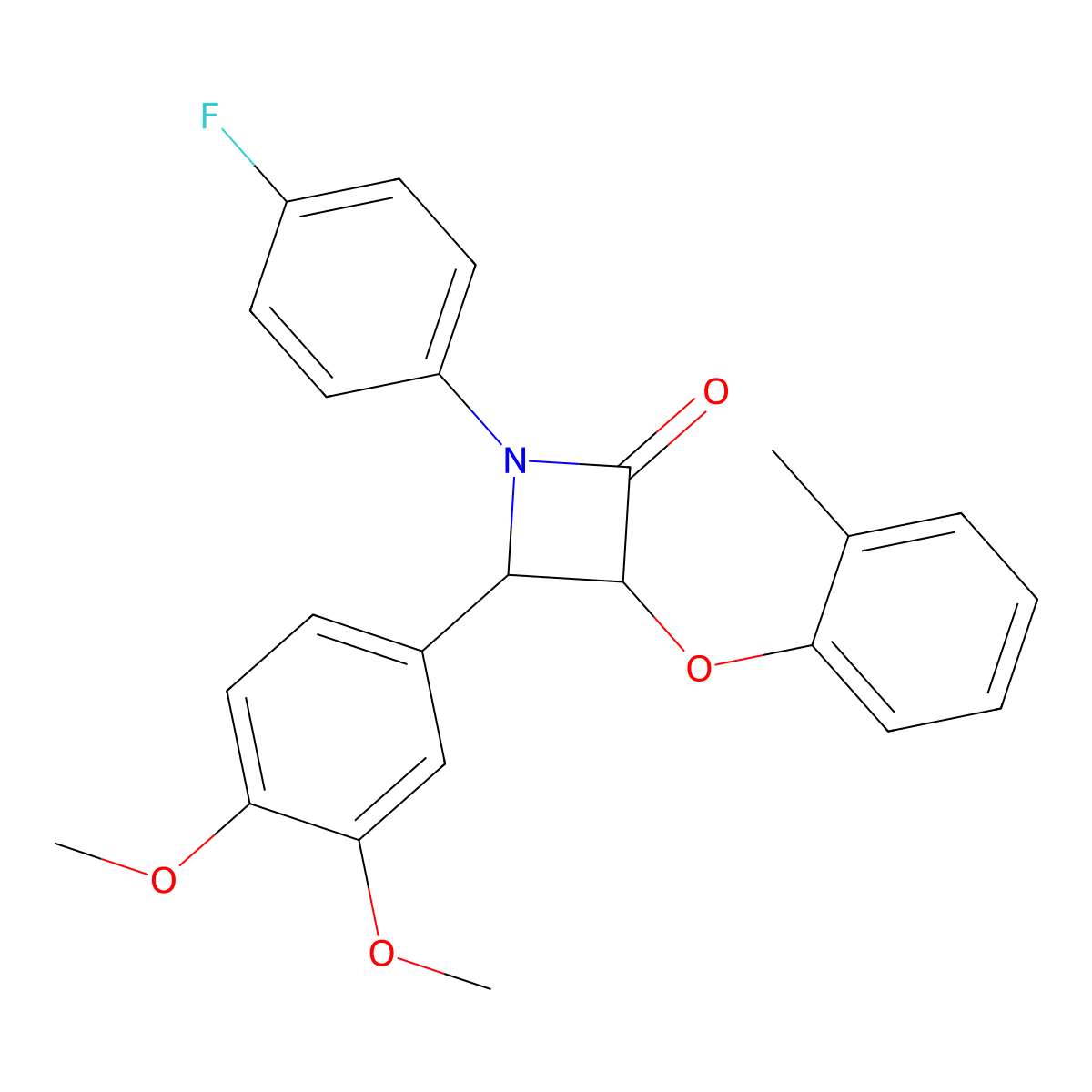 4-(3,4-Dimethoxyphenyl)-1-(4-fluorophenyl)-3-(2-methylphenoxy)azetidin-2-one molecular structure, CAS 433242-54-7