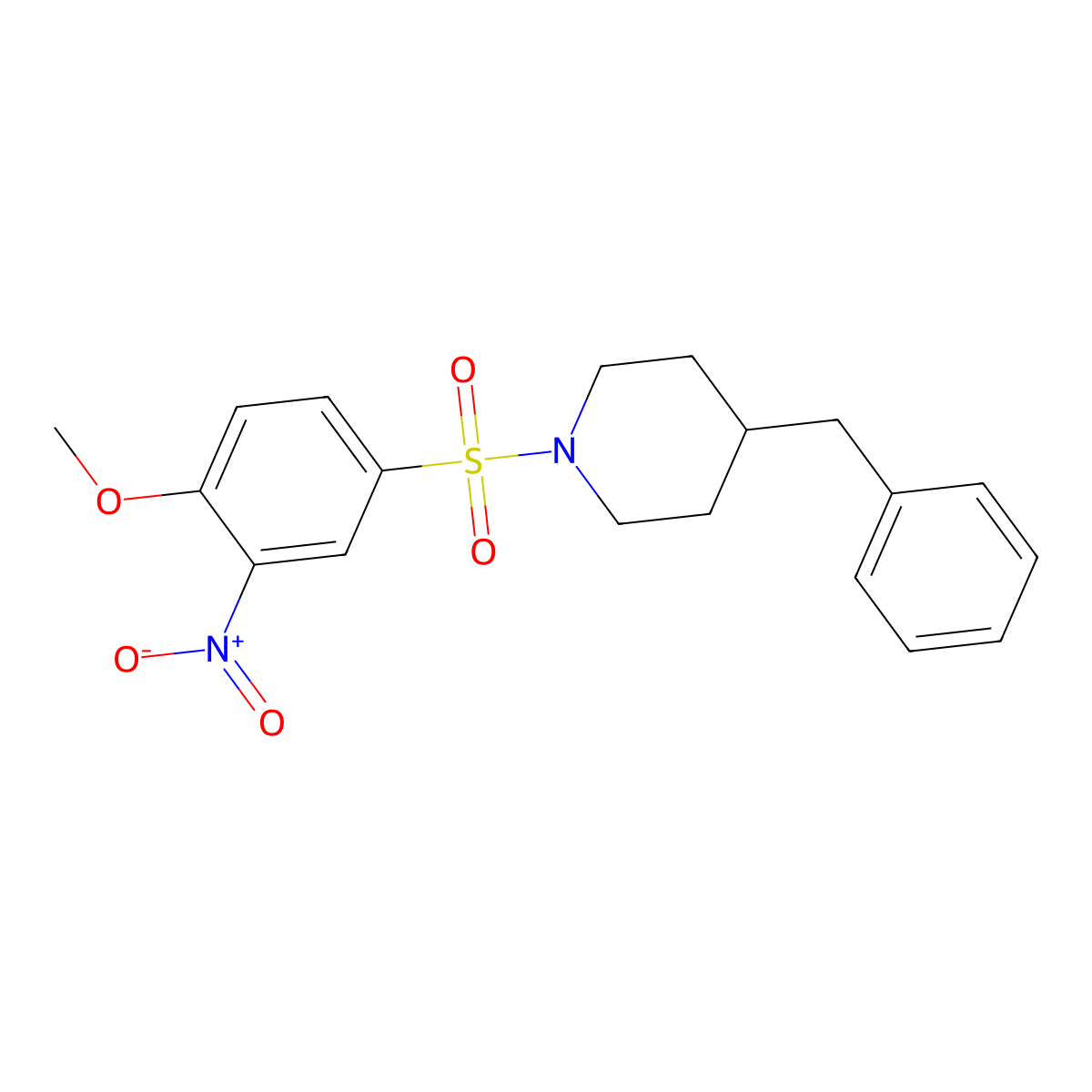 4-Benzyl-1-((4-methoxy-3-nitrophenyl)sulfonyl)piperidine molecular structure, CAS 433242-79-6