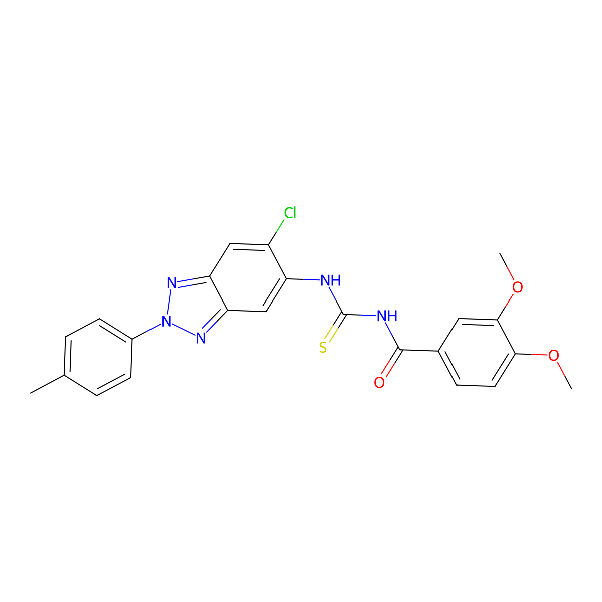 N-[[6-chloro-2-(4-methylphenyl)benzotriazol-5-yl]carbamothioyl]-3,4-dimethoxybenzamide molecular structure, CAS 433243-33-5