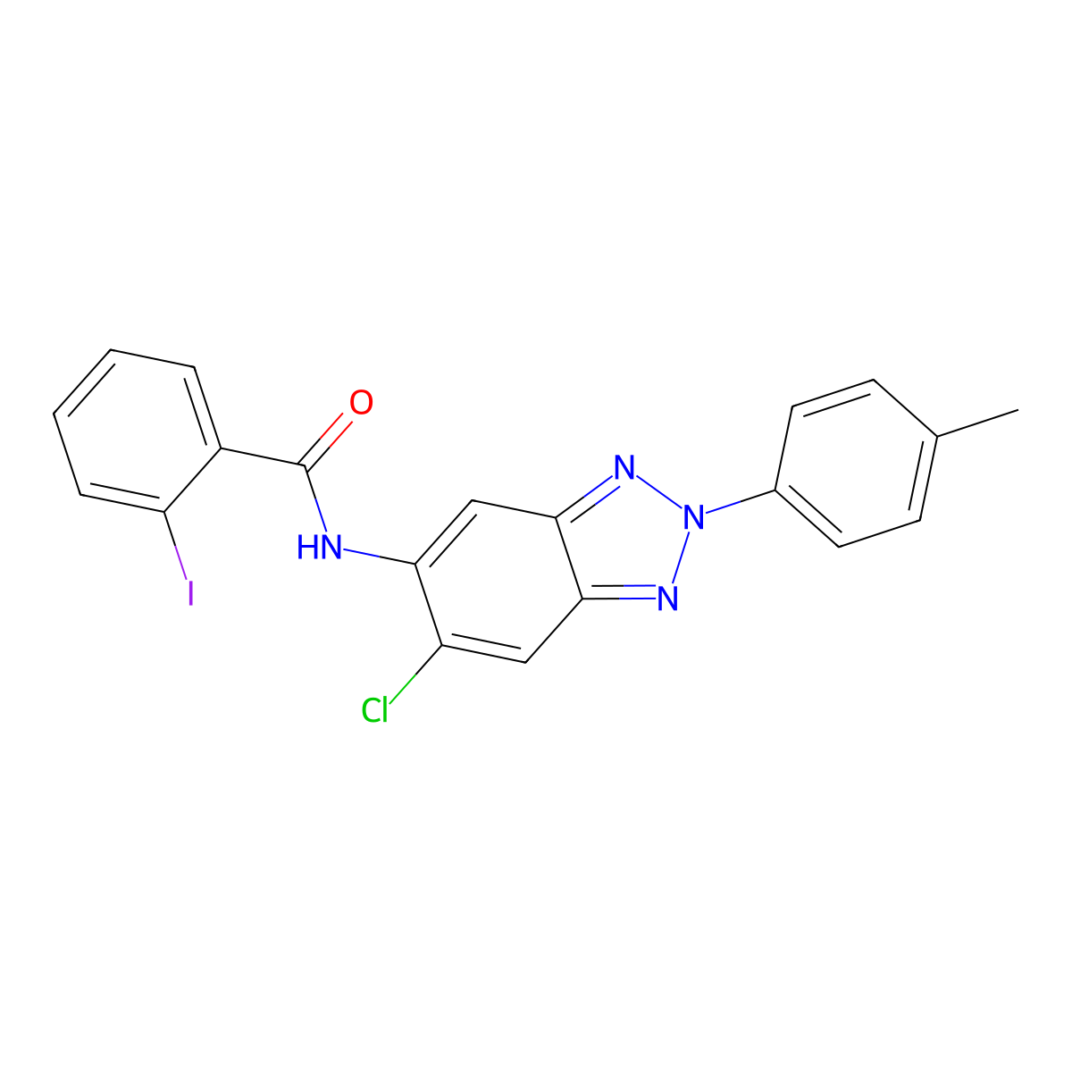 N-[6-chloro-2-(4-methylphenyl)benzotriazol-5-yl]-2-iodobenzamide molecular structure, CAS 433243-63-1