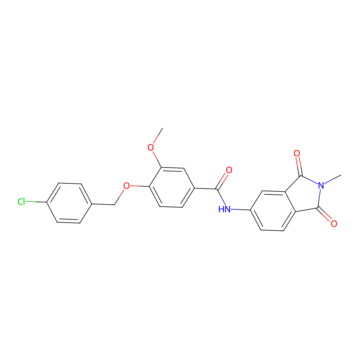 4-[(4-chlorobenzyl)oxy]-3-methoxy-N-(2-methyl-1,3-dioxo-2,3-dihydro-1H-isoindol-5-yl)benzamide molecular structure, CAS 433243-93-7