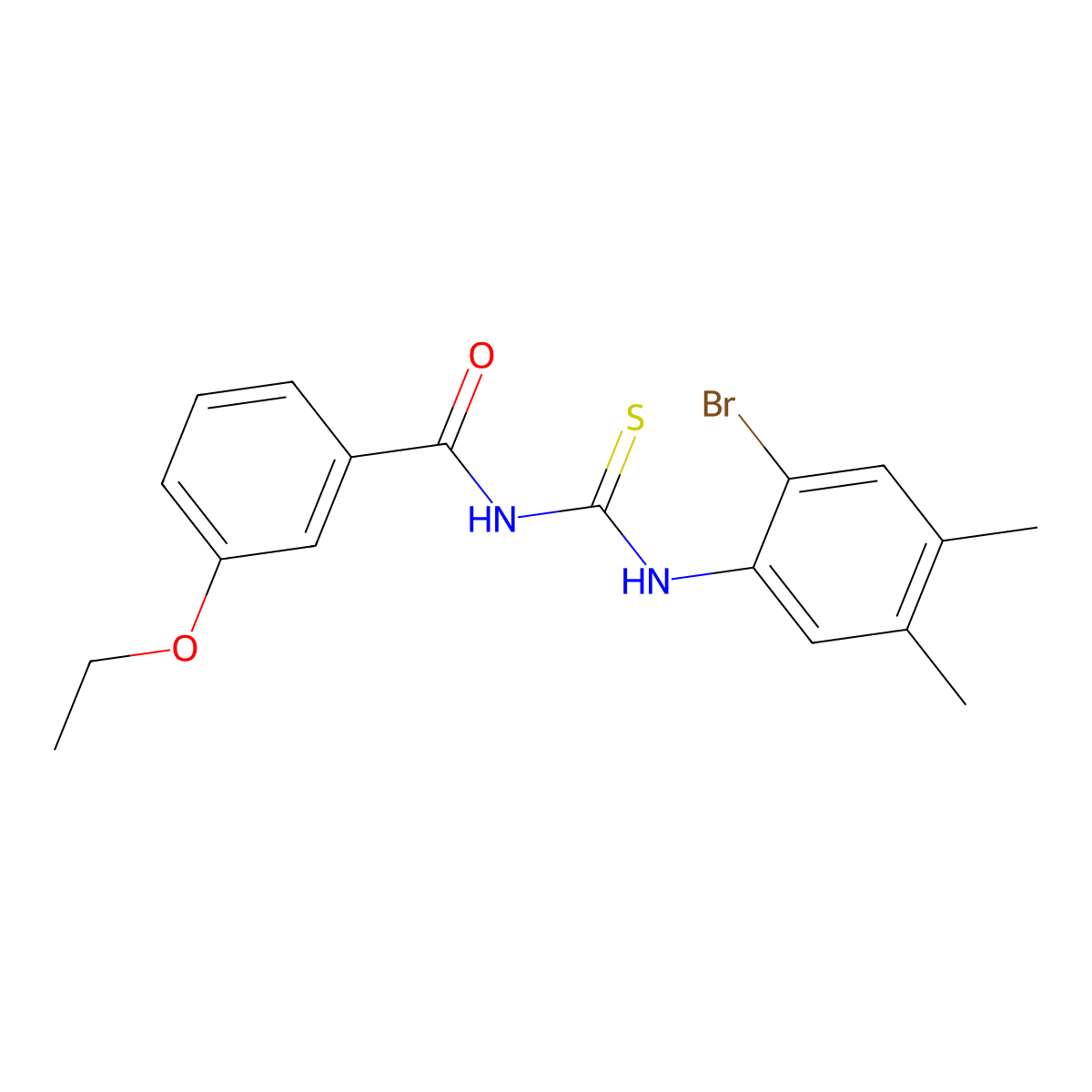N-[(2-bromo-4,5-dimethylphenyl)carbamothioyl]-3-ethoxybenzamide molecular structure, CAS 433244-01-0
