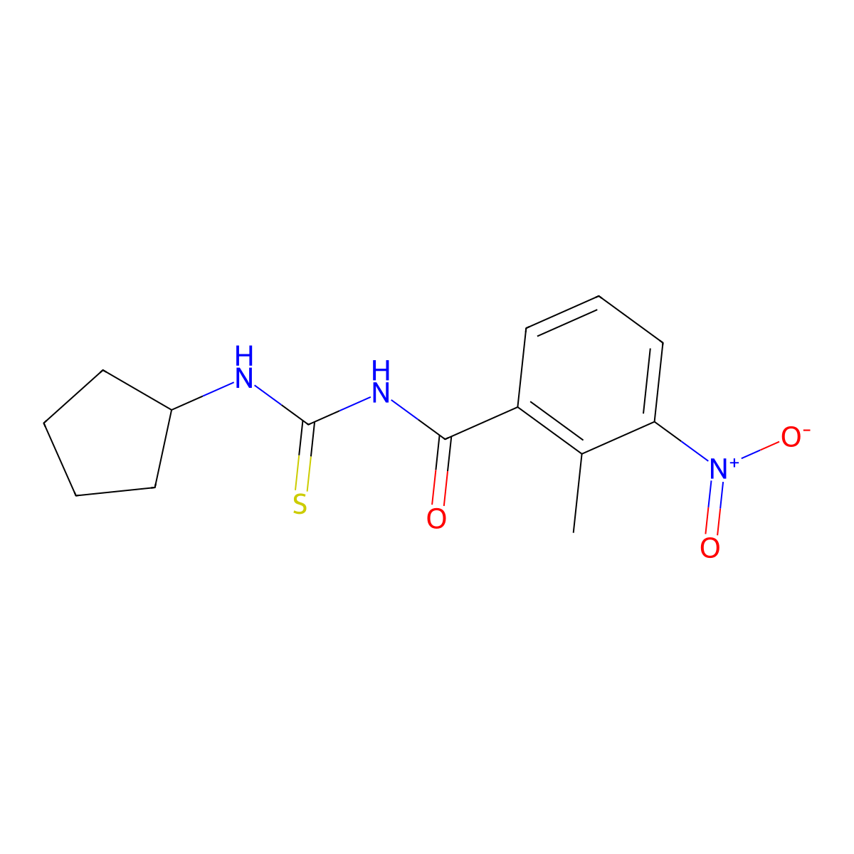 N-(cyclopentylcarbamothioyl)-2-methyl-3-nitrobenzamide molecular structure, CAS 433244-08-7