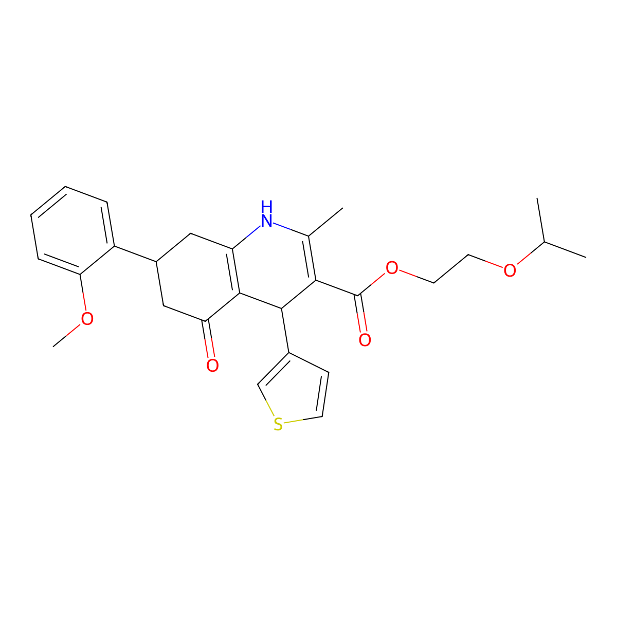 2-(Propan-2-yloxy)ethyl 7-(2-methoxyphenyl)-2-methyl-5-oxo-4-(thiophen-3-yl)-1,4,5,6,7,8-hexahydroquinoline-3-carboxylate molecular structure, CAS 433244-09-8