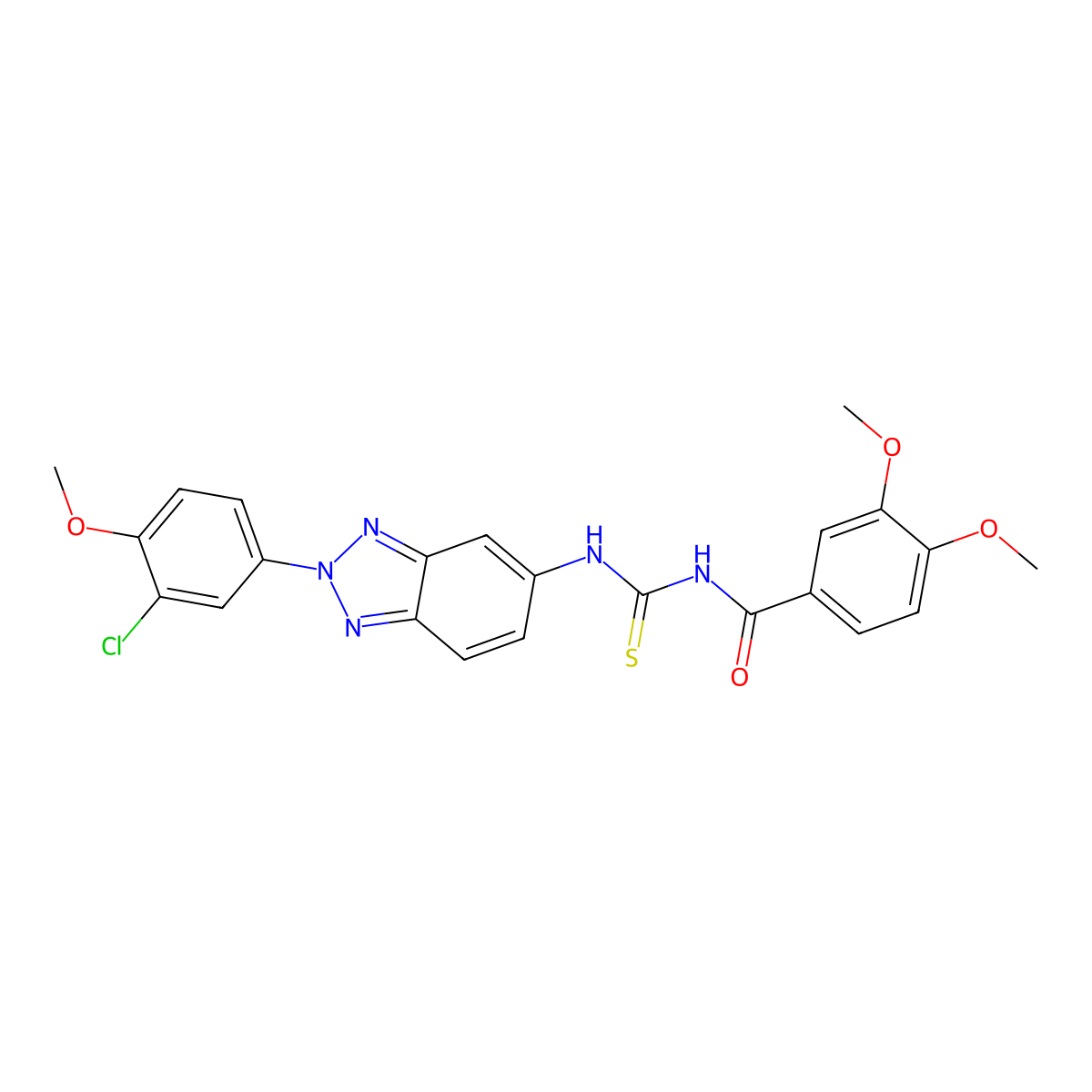 N-[[2-(3-chloro-4-methoxyphenyl)benzotriazol-5-yl]carbamothioyl]-3,4-dimethoxybenzamide molecular structure, CAS 433244-10-1