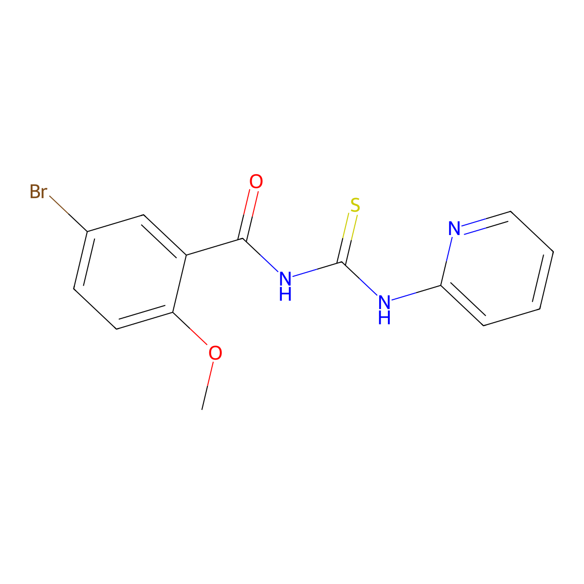 5-bromo-2-methoxy-N-(pyridin-2-ylcarbamothioyl)benzamide molecular structure, CAS 433244-49-6