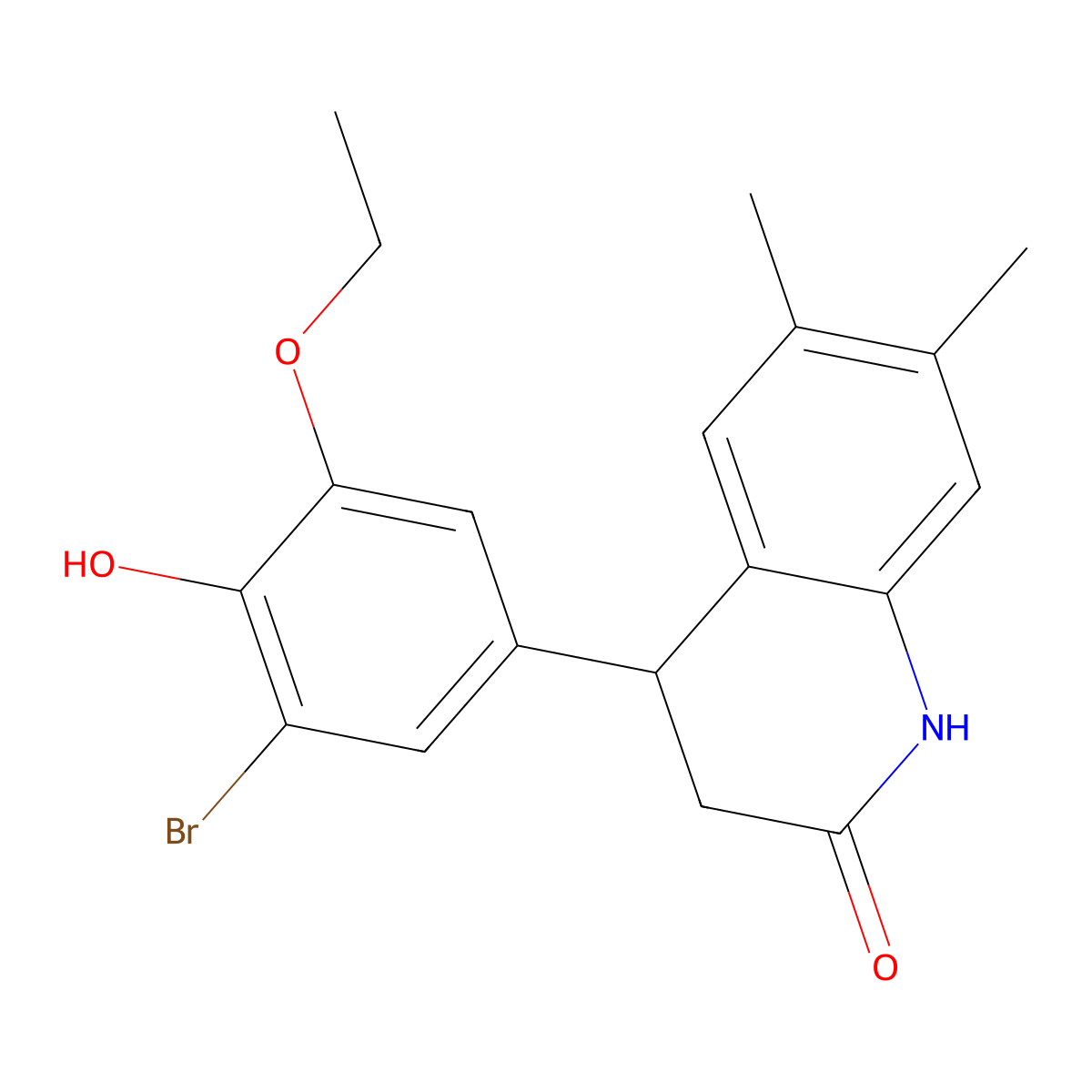 4-(3-bromo-5-ethoxy-4-hydroxyphenyl)-6,7-dimethyl-3,4-dihydroquinolin-2(1H)-one molecular structure, CAS 433244-53-2