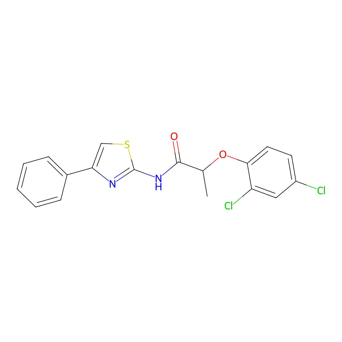 2-(2,4-dichlorophenoxy)-N-(4-phenyl-1,3-thiazol-2-yl)propanamide molecular structure, CAS 433244-55-4