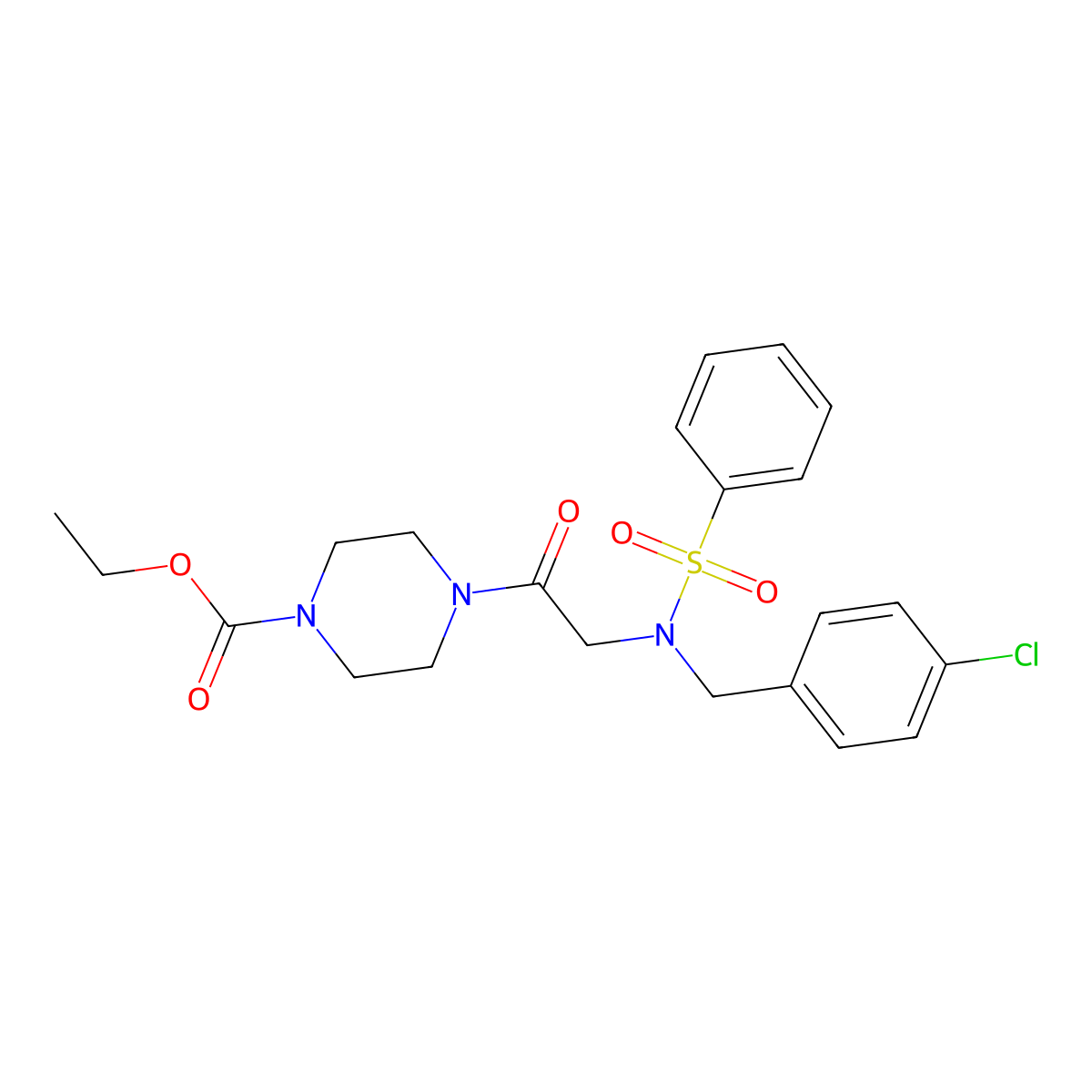 ethyl 4-[N-(4-chlorobenzyl)-N-(phenylsulfonyl)glycyl]piperazine-1-carboxylate molecular structure, CAS 433244-76-9