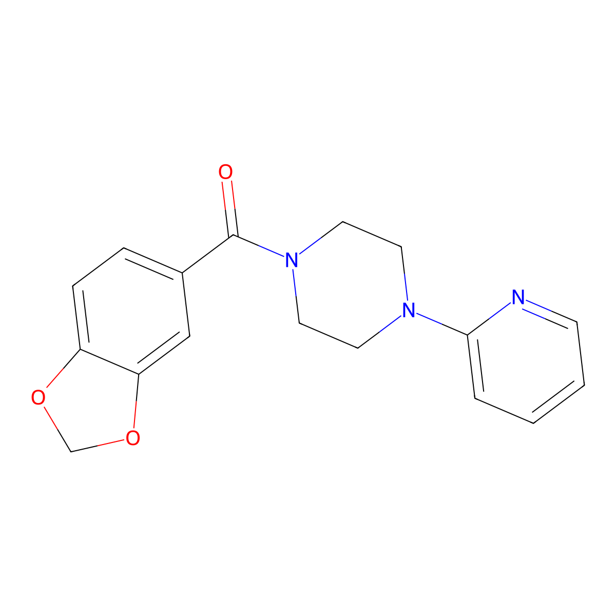 1-(1,3-Benzodioxol-5-ylcarbonyl)-4-(2-pyridinyl)piperazine molecular structure, CAS 433244-77-0