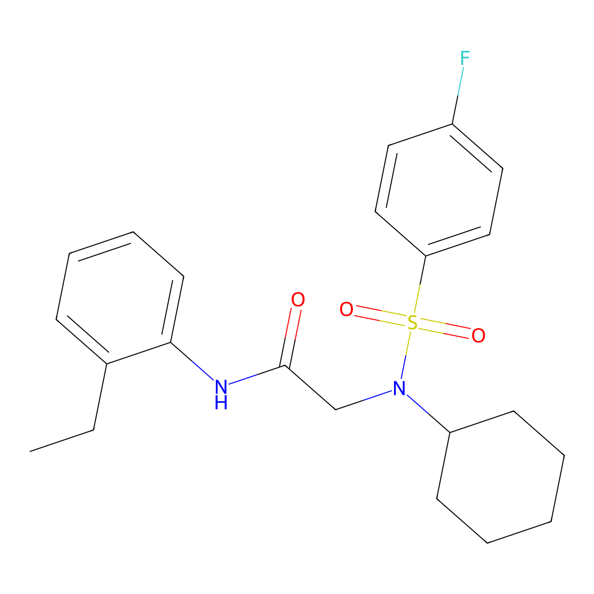 2-[cyclohexyl-(4-fluorophenyl)sulfonylamino]-N-(2-ethylphenyl)acetamide molecular structure, CAS 433244-78-1