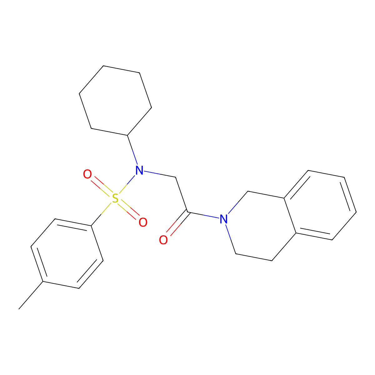 N-cyclohexyl-N-[2-(3,4-dihydro-1H-isoquinolin-2-yl)-2-oxoethyl]-4-methylbenzenesulfonamide molecular structure, CAS 433244-91-8