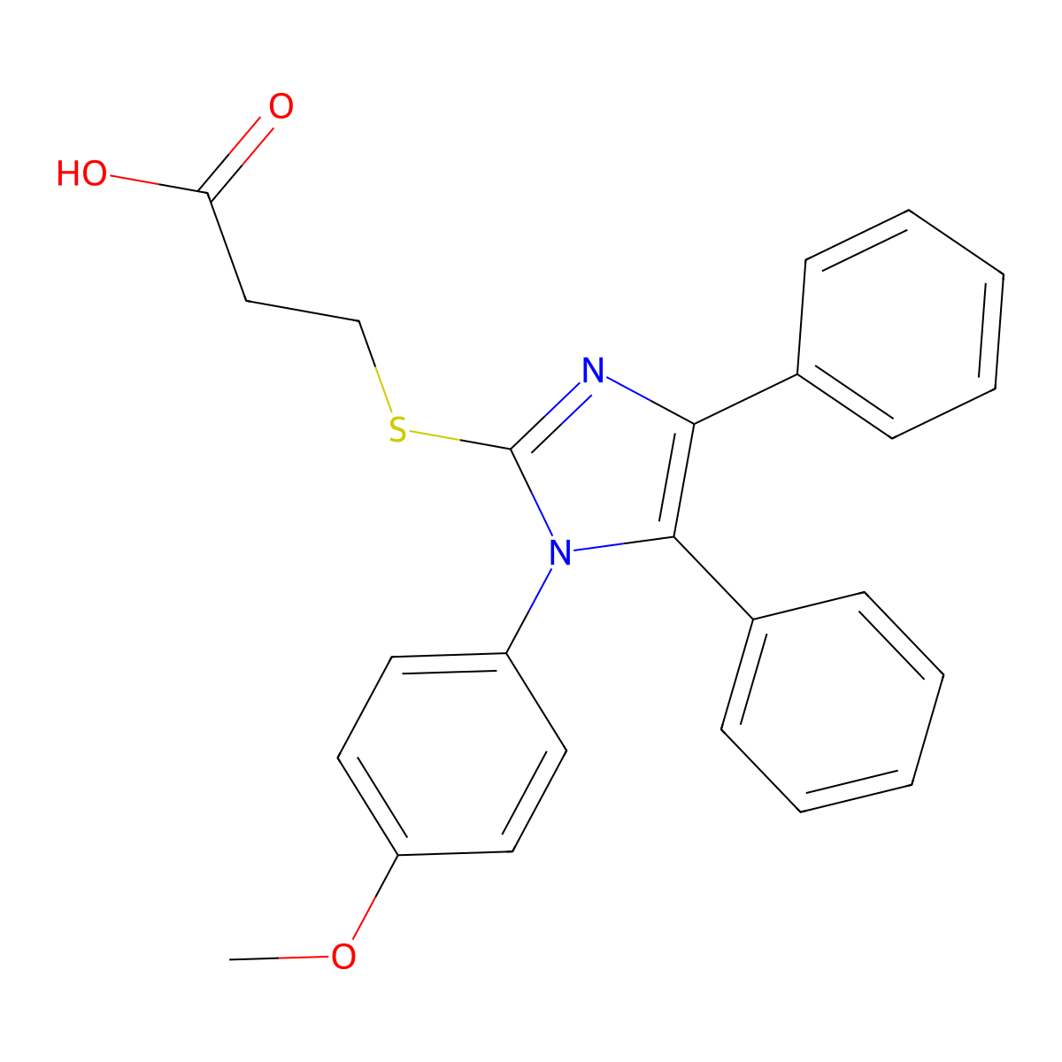 3-{[1-(4-methoxyphenyl)-4,5-diphenyl-1H-imidazol-2-yl]sulfanyl}propanoic acid molecular structure, CAS 433245-01-3