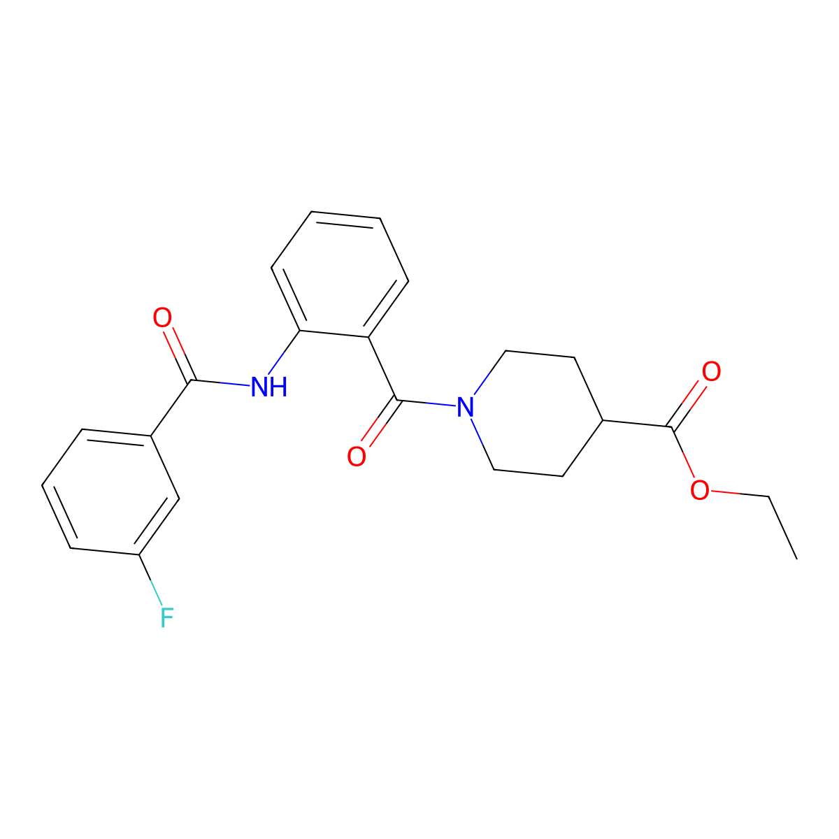 Ethyl 1-{2-[(3-fluorobenzoyl)amino]benzoyl}-4-piperidinecarboxylate molecular structure, CAS 433245-03-5