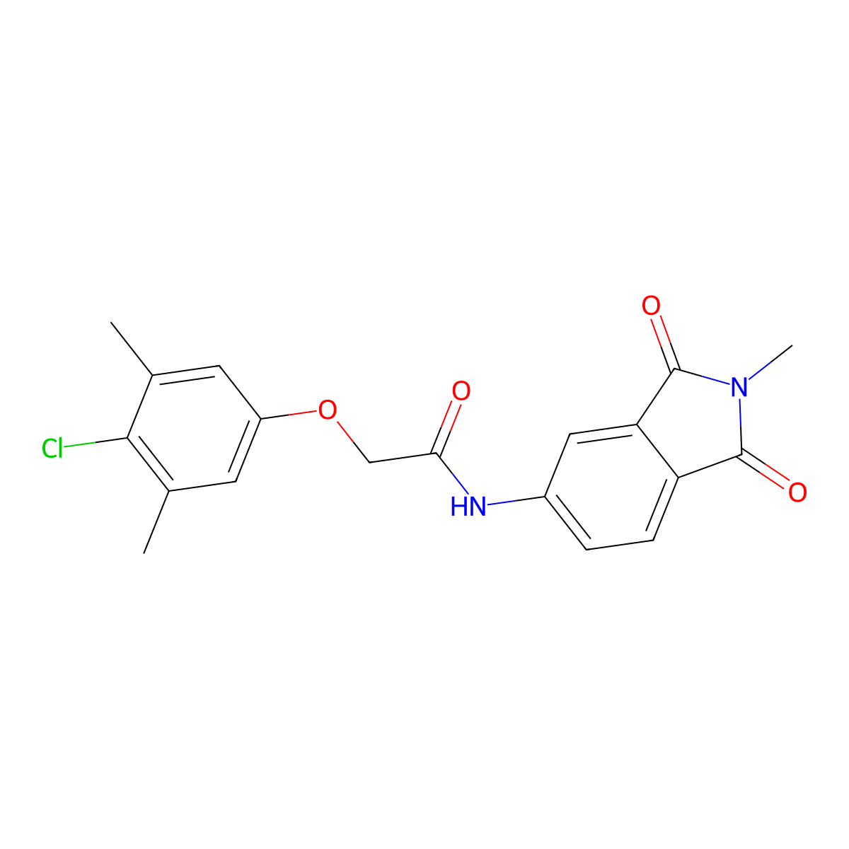 2-(4-chloro-3,5-dimethylphenoxy)-N-(2-methyl-1,3-dioxo-2,3-dihydro-1H-isoindol-5-yl)acetamide molecular structure, CAS 433245-05-7
