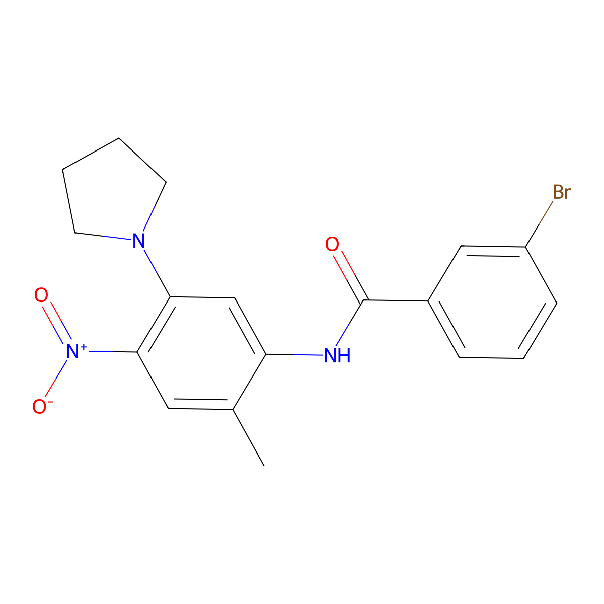 3-bromo-N-(2-methyl-4-nitro-5-pyrrolidin-1-ylphenyl)benzamide molecular structure, CAS 433245-15-9