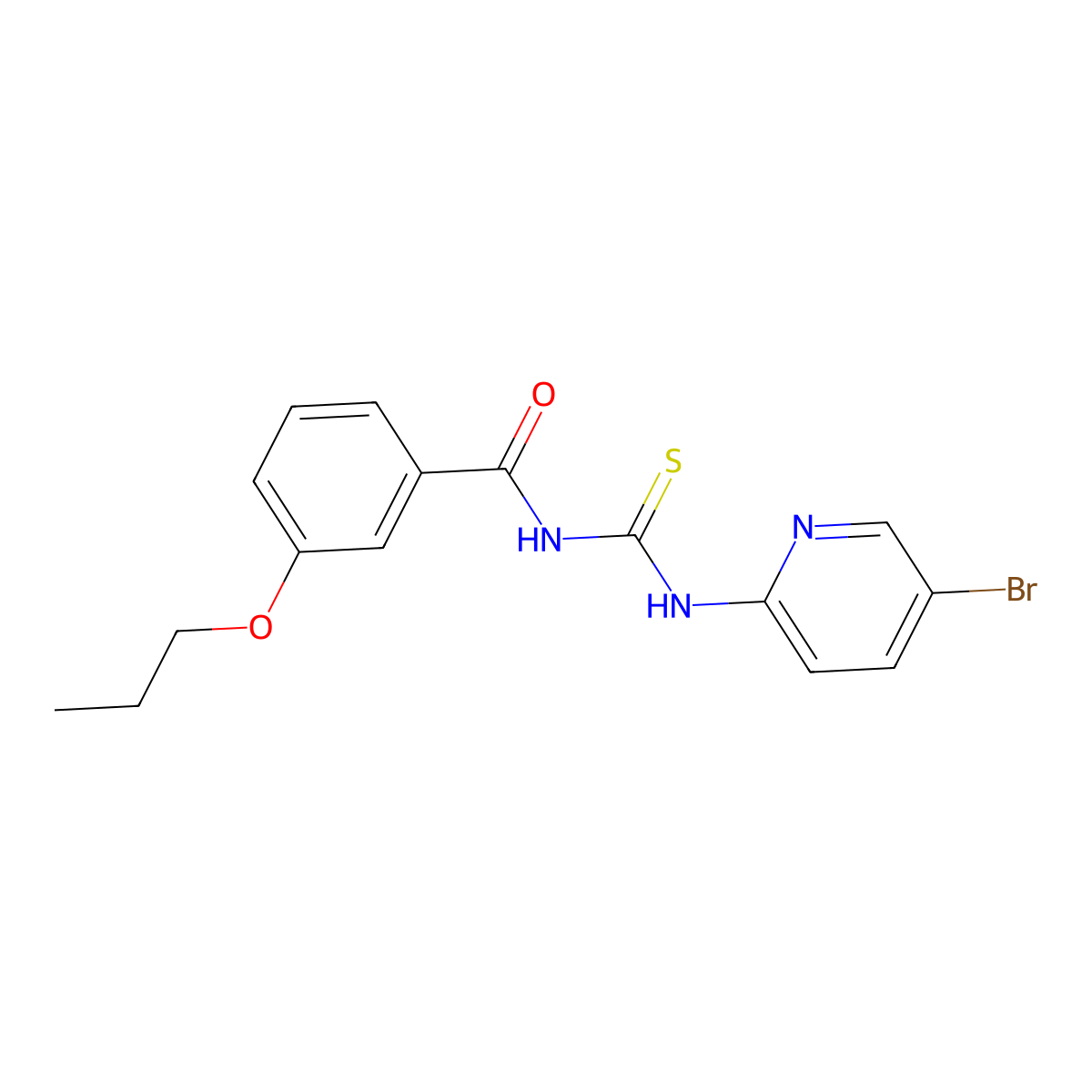 N-[(5-bromopyridin-2-yl)carbamothioyl]-3-propoxybenzamide molecular structure, CAS 433245-29-5