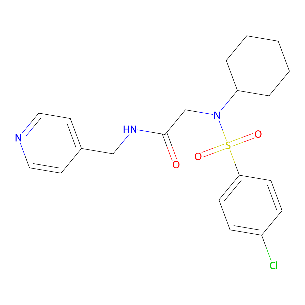 2-[(4-chlorophenyl)sulfonyl-cyclohexylamino]-N-(pyridin-4-ylmethyl)acetamide molecular structure, CAS 433245-34-2